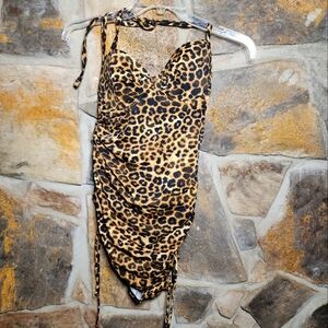 Smart sexy brown animal print One Piece swimsuit